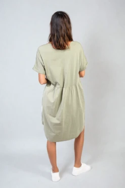 Aileen Short Sleeve Button Front Midi Dress In Khaki -Fashionish Shop ikrush aileen short sleeve button front midi dress 1712232788 DSC4108