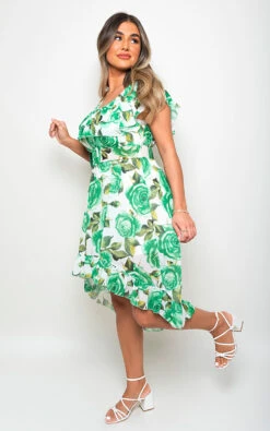 Aiza Belted Floral Ruffle Off Shoulder Mini Dress In Green -Fashionish Shop ikrush aiza belted floral ruffle off shoulder mini dress 1682022110 DSC5754