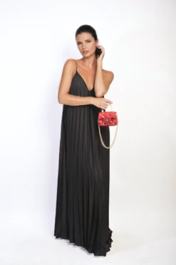Ariana Pleated Strappy Maxi Dress In Black -Fashionish Shop ikrush ariana pleated strappy maxi dress 1710515648 DSC3338