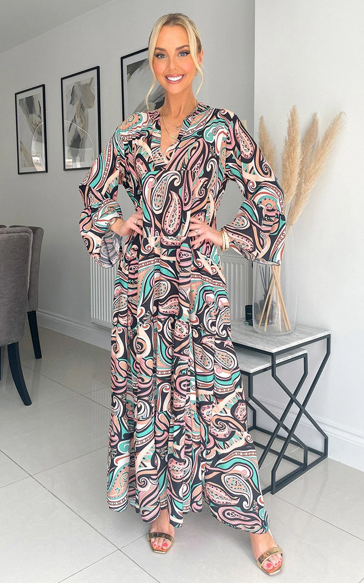 Eliana Printed Maxi Dress In Black 1 Eliana Printed Maxi Dress In Black