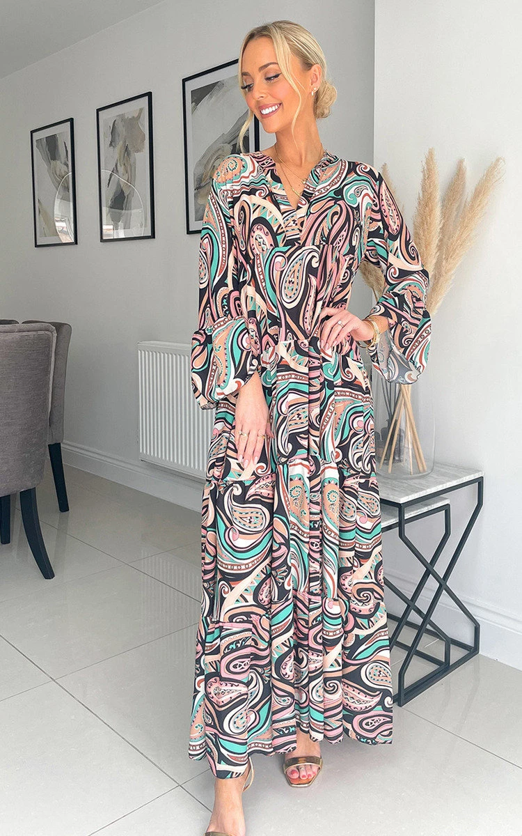 Eliana Printed Maxi Dress In Black 3 Eliana Printed Maxi Dress In Black - Image 3