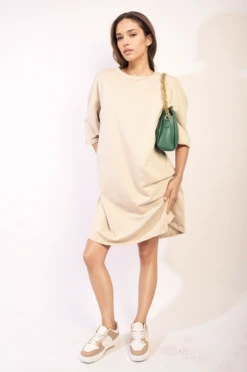 Melissa Oversized Shirt Dress In Beige