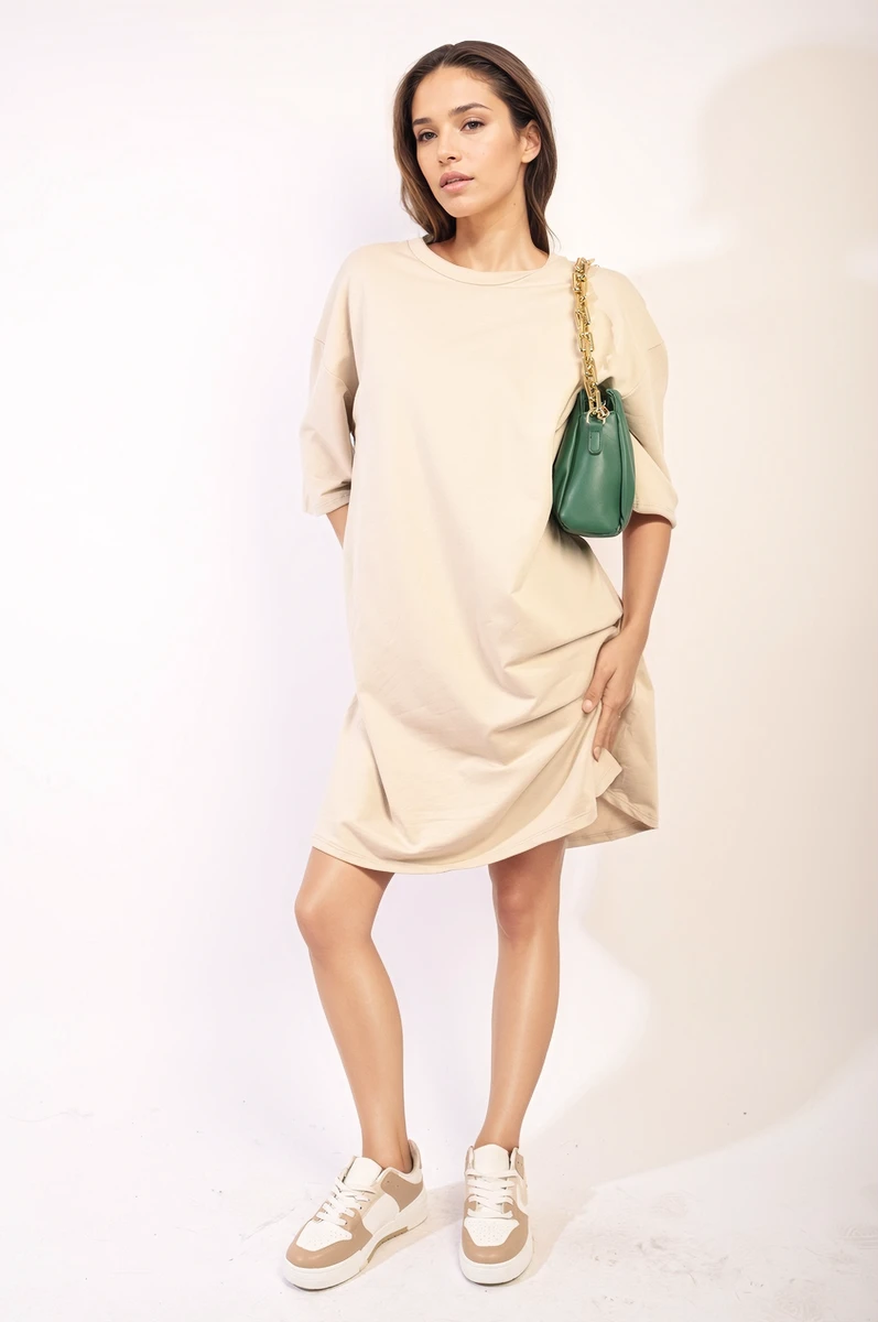 Melissa Oversized Shirt Dress In Beige 1 Melissa Oversized Shirt Dress In Beige
