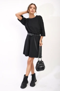 Melissa Oversized Shirt Dress In Black