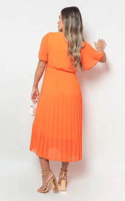Rachel Pleated Wrap Front Maxi Dress In Orange -Fashionish Shop ikrush rachel pleated wrap front maxi dress 1684310625 DSC7462