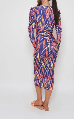 Sierra Printed Ruched Front Midi Dress In Purple 7 Sierra Printed Ruched Front Midi Dress In Purple -Fashionish Shop ikrush sierra printed ruched front midi dress 1677773143DSC 1508